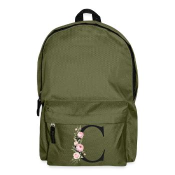 C Buchstabe Monogram Floral - Rucksack - Olivgrün - Vorne