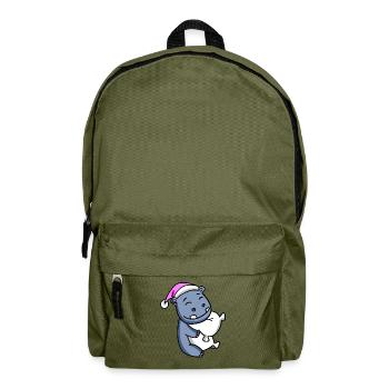 Hippo with pillow and sleeping cap - Backpack - olive green - Front