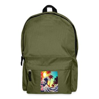Große Welle Kanagawa Japan Riesenwelle - Rucksack - Olivgrün - Vorne