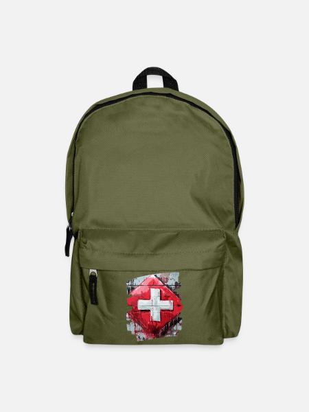 Schweizer Flagge Schweiz - Rucksack - Olivgrün