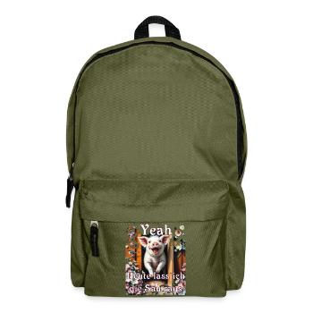 Aujourd’hui, je laisse sortir le cochon Humour animalier cochon - Sac à dos - vert olive - Devant