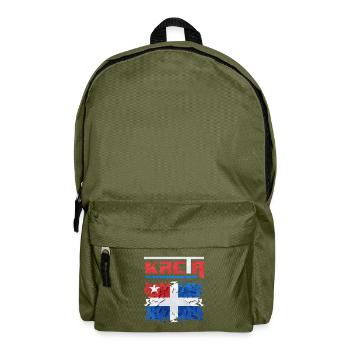 Kreatives Puzzle-Design mit Norwegischer Flagge - Rucksack - Olivgrün - Vorne