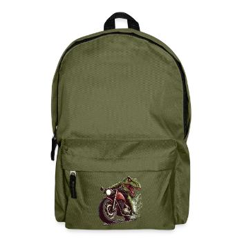 Crocodile on Motorcycle Action Design - Backpack - olive green - Front