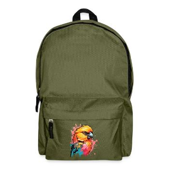 Fiery Parrot Color Art - Backpack - olive green - Front
