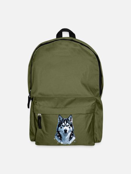 Winterhusky Porträtkunst - Rucksack - Olivgrün