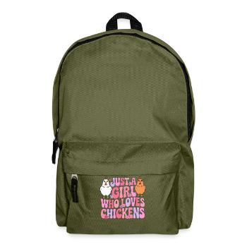 Girl loves chickens - Backpack - olive green - Front