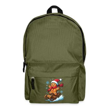 Bonhomme en pain d’épices sur le traîneau - Sac à dos - vert olive - Devant