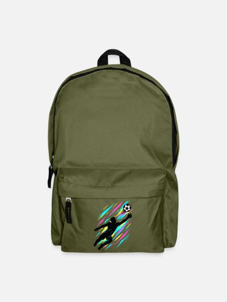 Torwart Action Kunst, Neon Fußball Design - Rucksack - Olivgrün