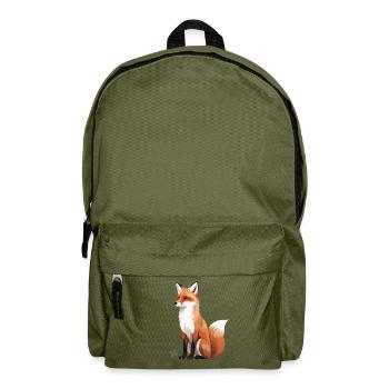 Sitzender Fuchs mit Kleeblatt - Rucksack - Olivgrün - Vorne
