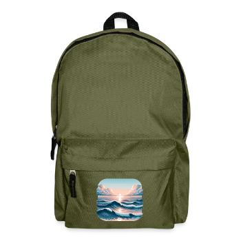 Sunset waves at the ocean - Backpack - olive green - Front