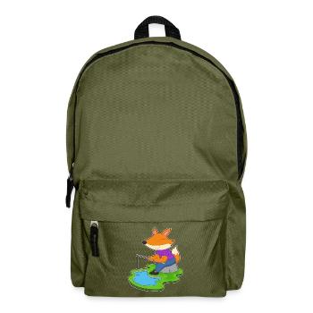 Fuchs Angler Angelrute Angeln - Rucksack - Olivgrün - Vorne