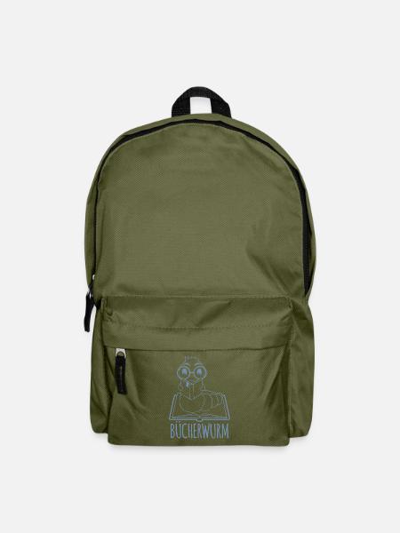 Bücherwurm Silhouette Minimalistisch Nerd - Rucksack - Olivgrün