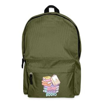 Süß Kawaii Look Bücherstapel Design - Rucksack - Olivgrün - Vorne