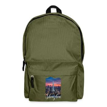 Shenzhen Skyline Evening Light - Backpack - olive green - Front