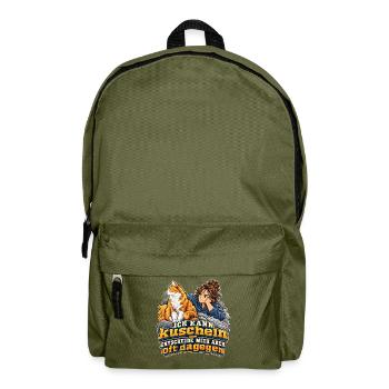 Ich kann kuscheln - entscheide mich aber oft - Rucksack - Olivgrün - Vorne