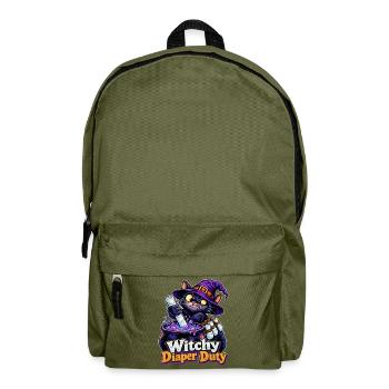 Witchy Diaper Duty Hexenkatze Halloween Papa - Rucksack - Olivgrün - Vorne