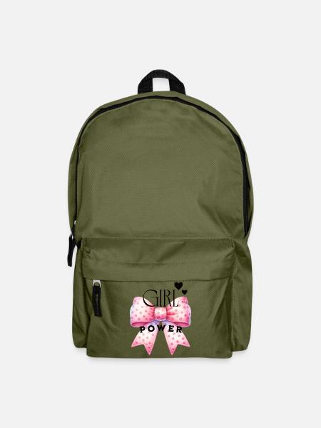 Girl Power - Schleife - Rucksack - Olivgrün