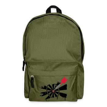 A dartboard with dart - Backpack - olive green - Front