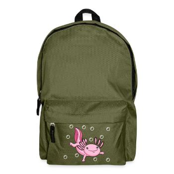 Illustration d’axolotl rose mignon - Sac à dos - vert olive - Devant