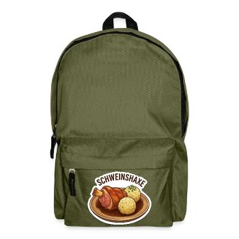 Schweinshaxe Plate Sticker Optik  - Rucksack - Olivgrün - Vorne