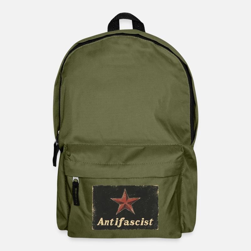 Étoile rouge antifasciste - Sac à dos - vert olive