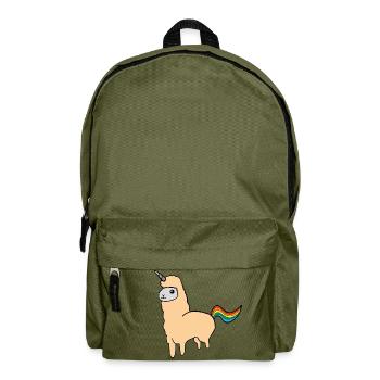 Alpaka Einhorn - Rucksack - Olivgrün - Vorne