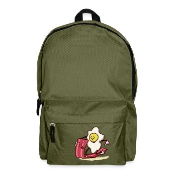 Egg rides bacon slice - Backpack - olive green - Front