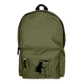 Katze Klavier Musik - Rucksack - Olivgrün - Vorne