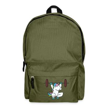 Einhorn Gewichtheber Geschenk Gym Fitness Gewicht - Rucksack - Olivgrün - Vorne