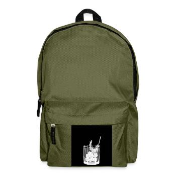 Kleines Glas Gin and Tonic - Design - Sommer-Drink - Rucksack - Olivgrün - Vorne