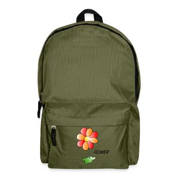 Blume - Flower - Rucksack - Olivgrün - Vorne