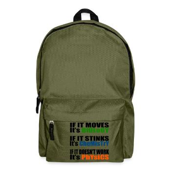 Naturwissenschaft Biologie Chemie Physik Lehrer - Rucksack - Olivgrün - Vorne