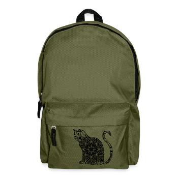 Katze Meditation Mandala Spirituell henna yoga - Rucksack - Olivgrün - Vorne