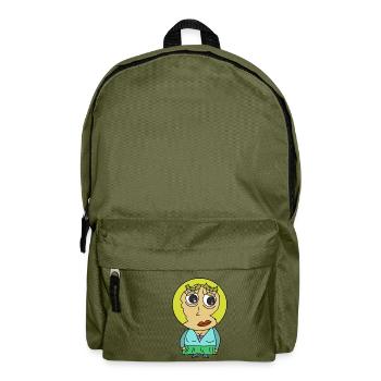 Rundkopf Frau Comicfigur blond Blondine Hübsch wtf - Rucksack - Olivgrün - Vorne