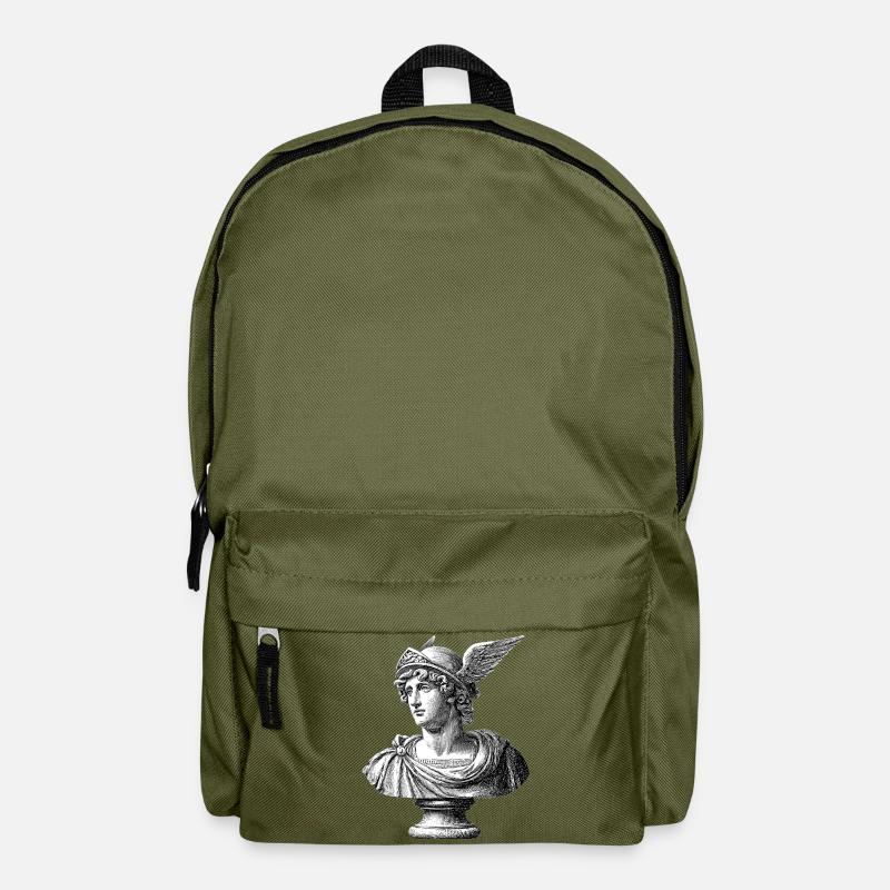 Antique Bust Hermes - Classic Engraving - Backpack - olive green