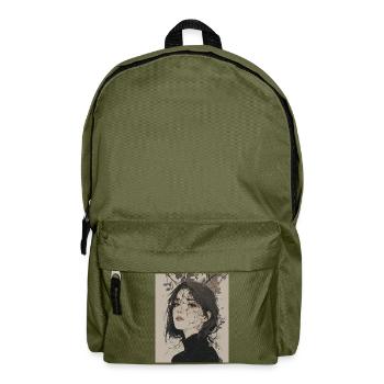 Zerbrochenes Blätterporträt - Rucksack - Olivgrün - Vorne