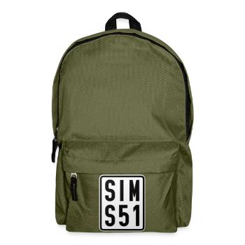 Simson S51 Moped Kennzeichen - Rucksack - Olivgrün - Vorne