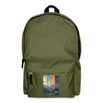 Horizons in four mountain panels - Backpack - olive green - Front