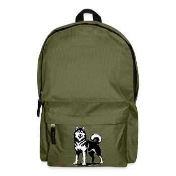 Alaskan Malamute in stolzer Pose - Rucksack - Olivgrün - Vorne