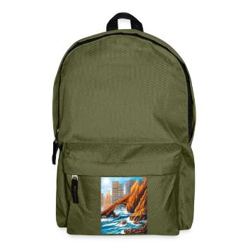 Urbaner Küstenbogen in Meer und Stadt - Rucksack - Olivgrün - Vorne