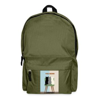 Cats in Chairs: Comfort over Work - Backpack - olive green - Front