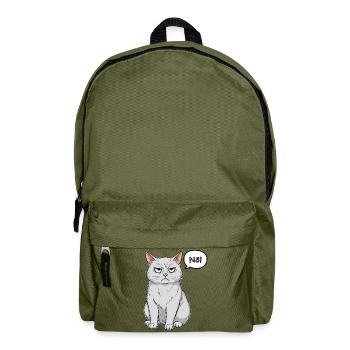 Grimmige Katze - einfach "Nö" - Rucksack - Olivgrün - Vorne