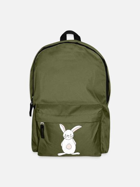 Niedlicher Hasenkarikatur Druck - Rucksack - Olivgrün