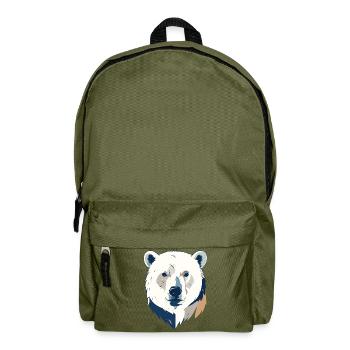 Polar Bear Polar Bear Head Drawing Head Design Motif - Backpack - olive green - Front