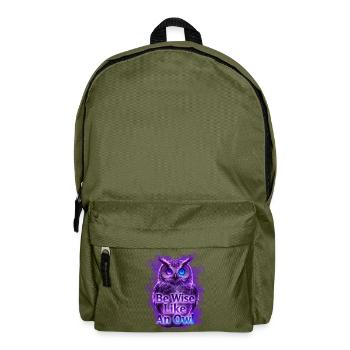 Be Wise Like An Owl Neon Design - Backpack - olive green - Front