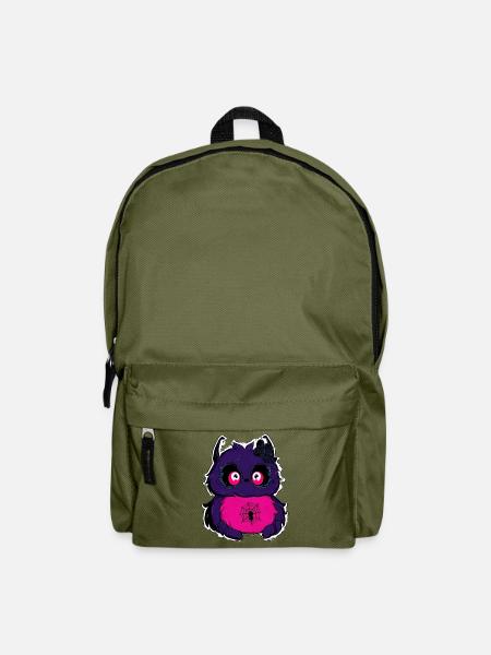 Lila Flauschkätzchen mit Spinnennetz - Rucksack - Olivgrün