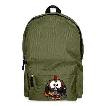 Eule als Punk mit Gitarre - Rucksack - Olivgrün - Vorne