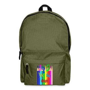 Back to School123 I'm Doing Colored Pencils Colorful - Backpack - olive green - Front
