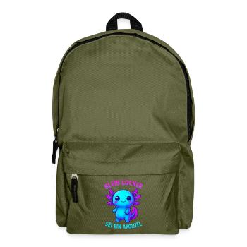 Bleib locker sei ein Axolotl | Neon Spruch Design - Rucksack - Olivgrün - Vorne