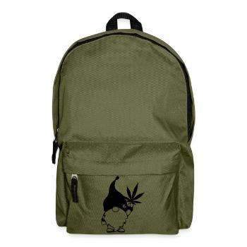 Süßer Hanf Gnom/Zwerg mit Cannabisblatt - Rucksack - Olivgrün - Vorne
